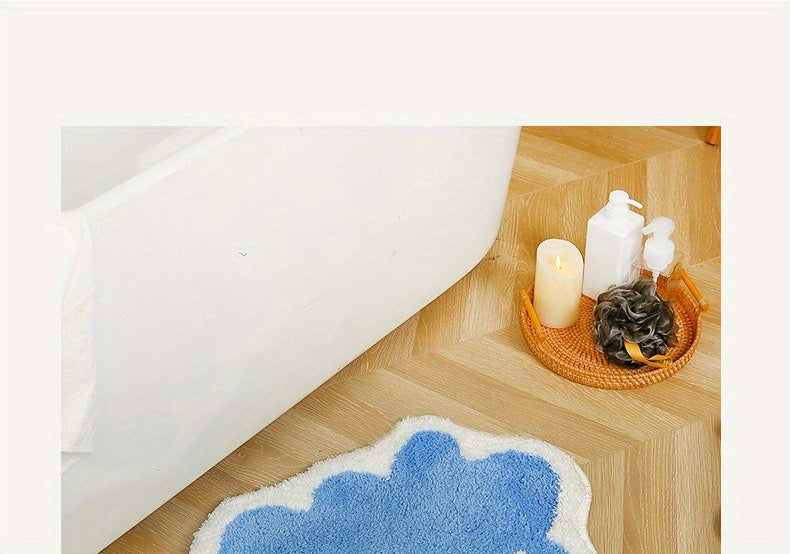 Tapis de salle de bain polaire à bord ondulé, 3 couleurs