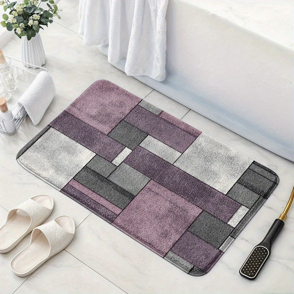 Tapis de salle de bain, damier imprimé