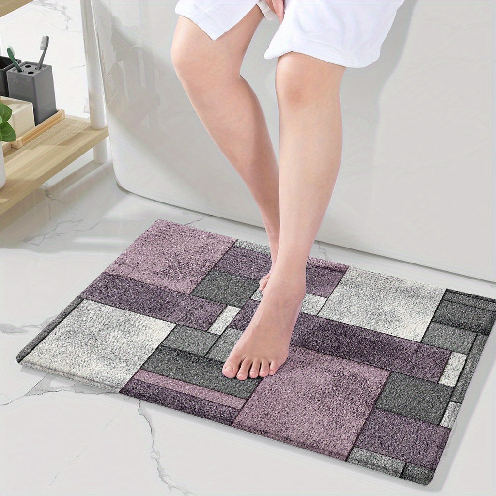 Tapis de salle de bain, damier imprimé