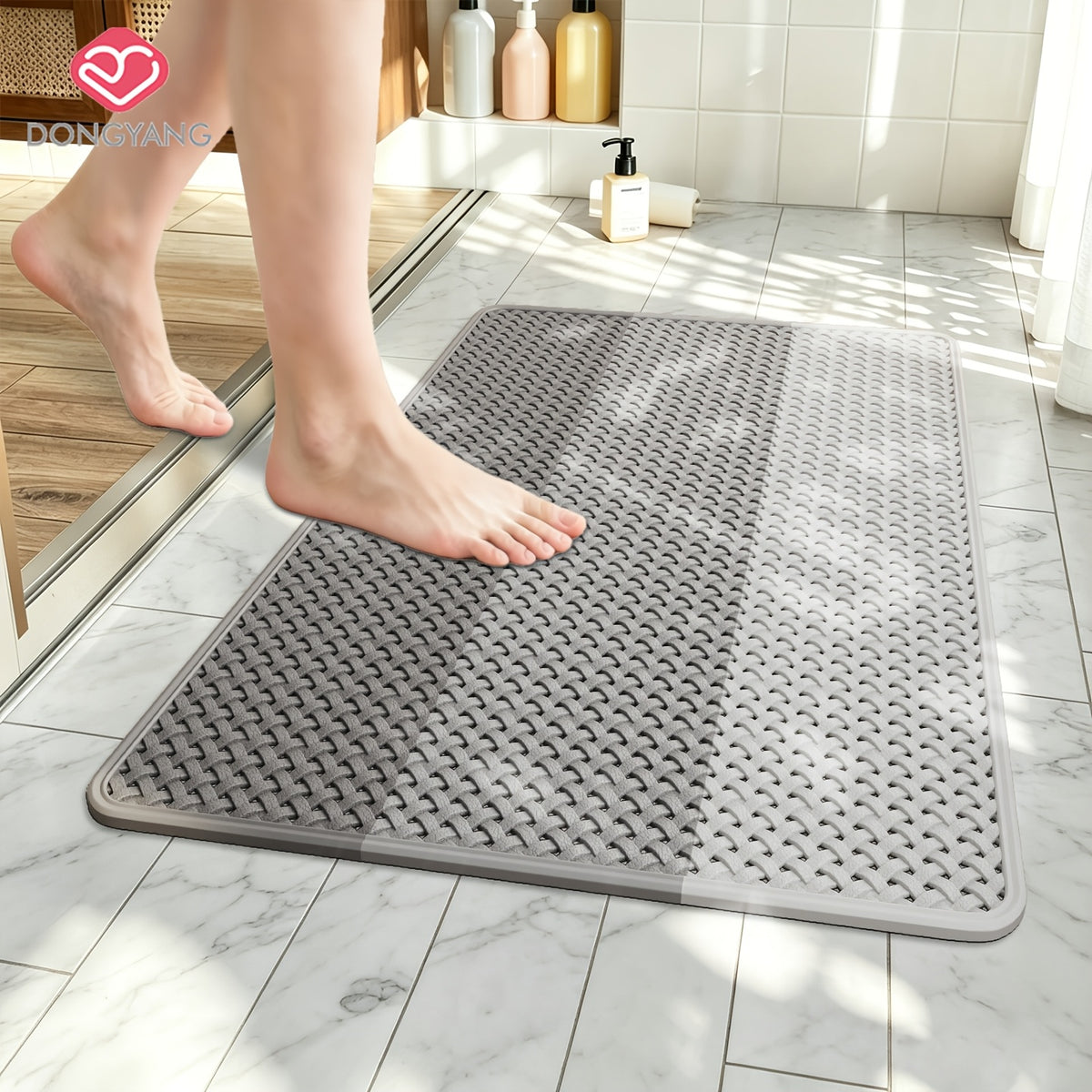 Tapis de salle de bain PVC texturé à bordure relevée, 4