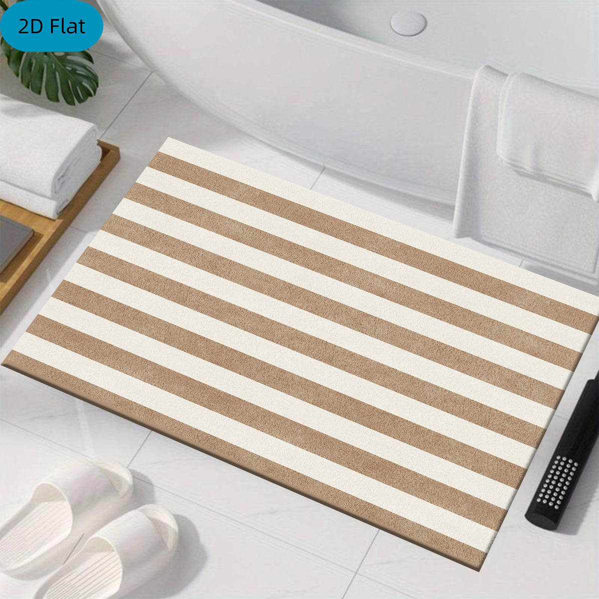 Tapis de salle de bain rayé, quatre formats