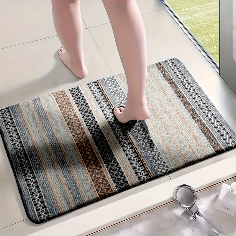 Tapis de salle de bain rayé berbère, ensemble de 4 pièces