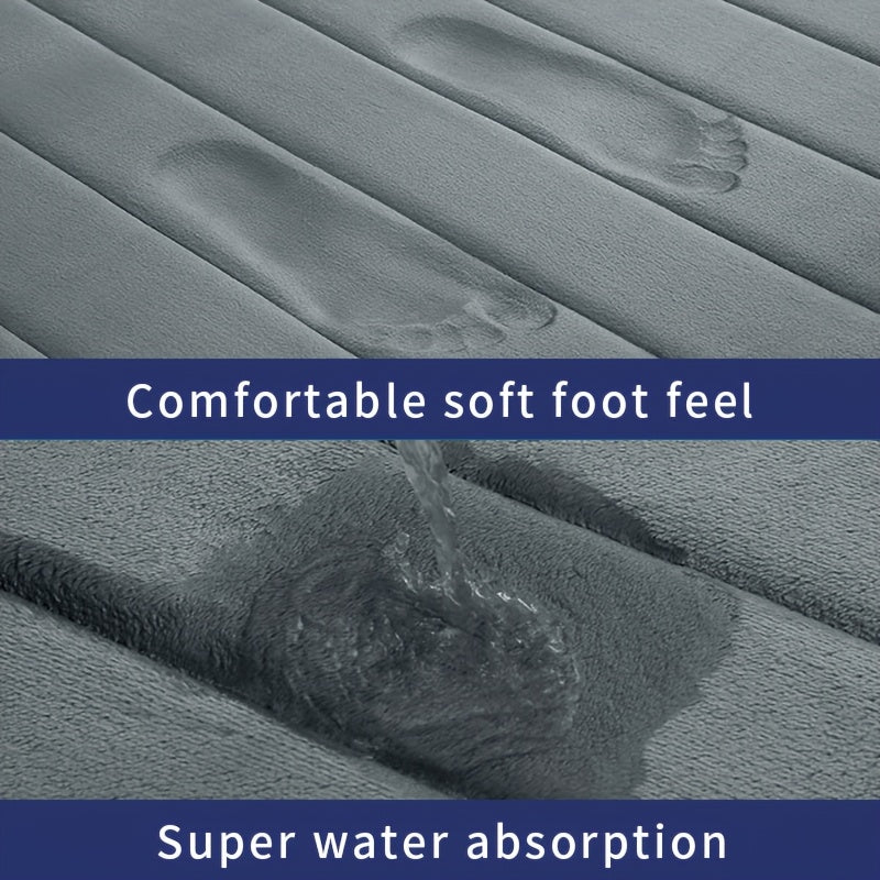 Tapis de salle de bain rayé, six teintes, format