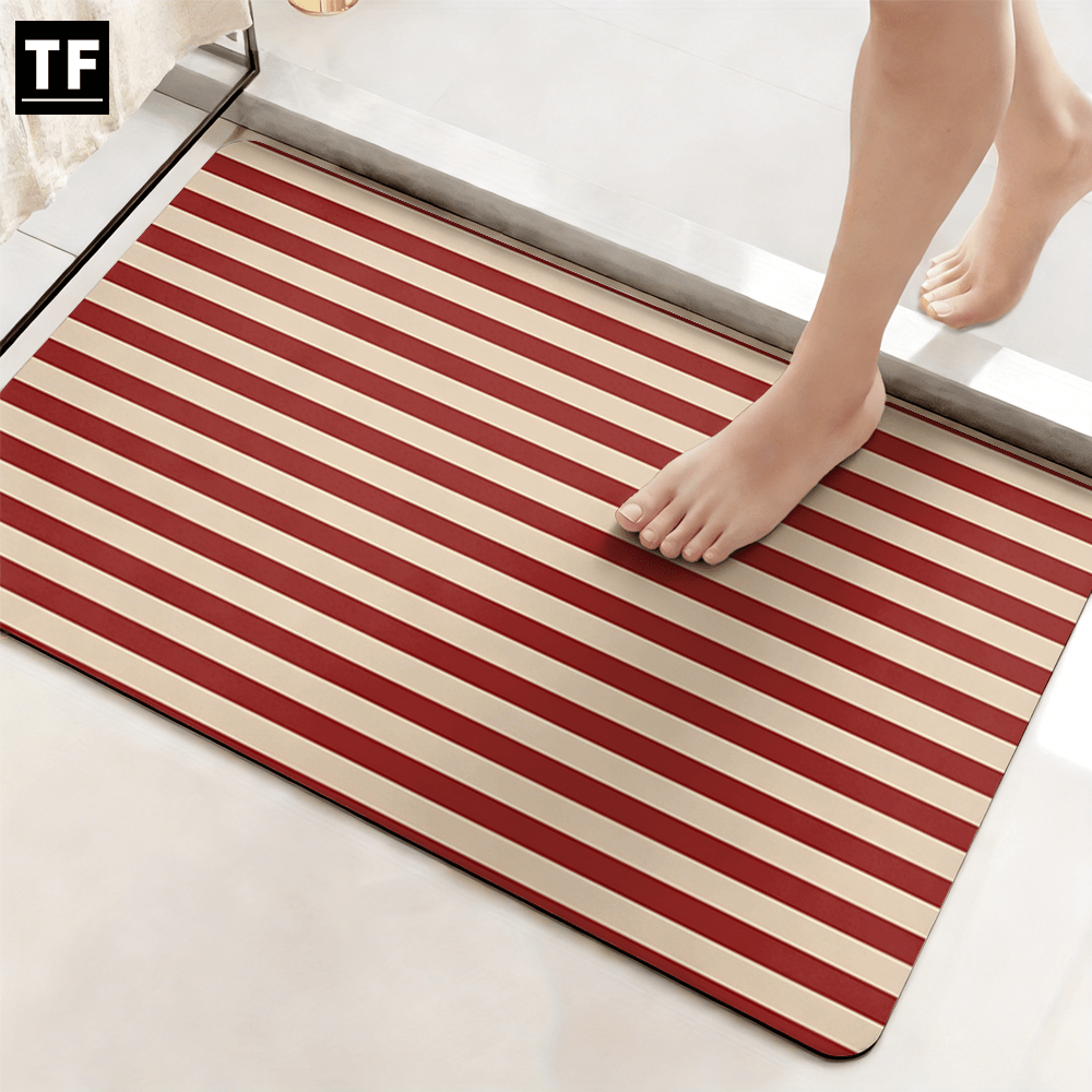 Tapis de salle de bain absorbant à rayures