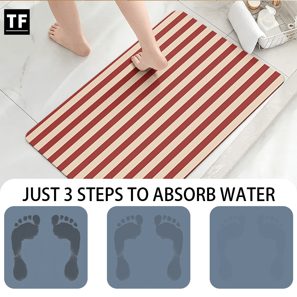 Tapis de salle de bain absorbant à rayures