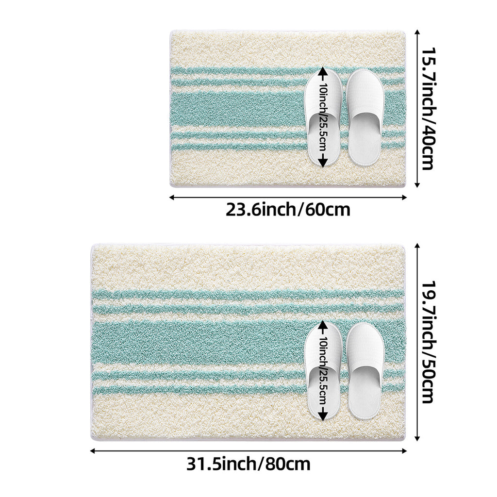 Tapis de salle de bain à rayures, épais
