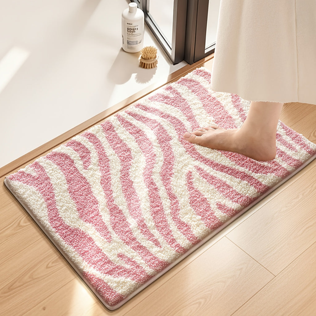 Tapis de salle de bain à rayures zébrées, trois