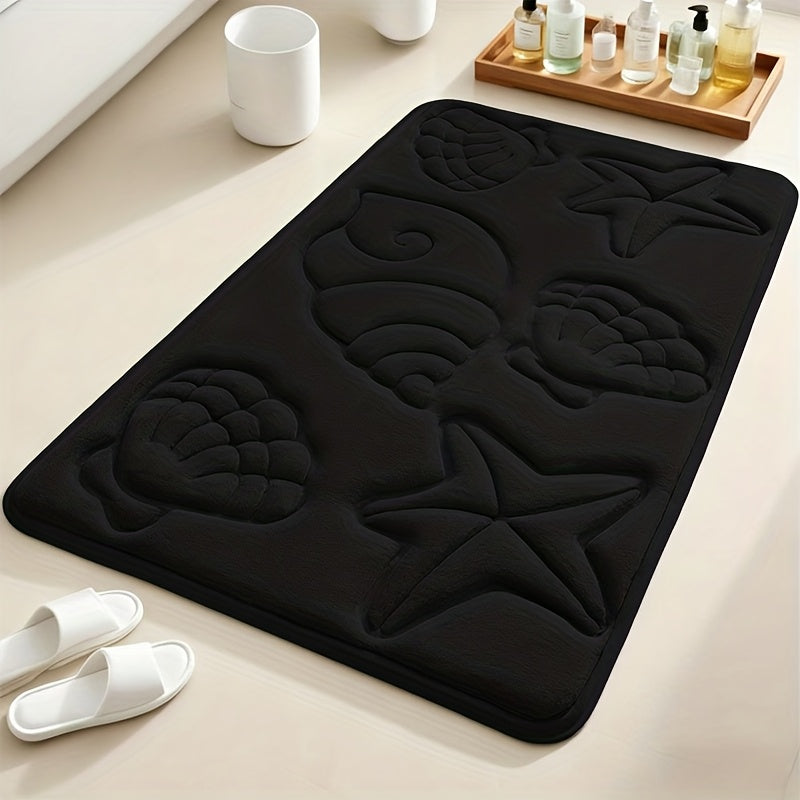 Tapis de salle de bain à relief de coquillages, cinq