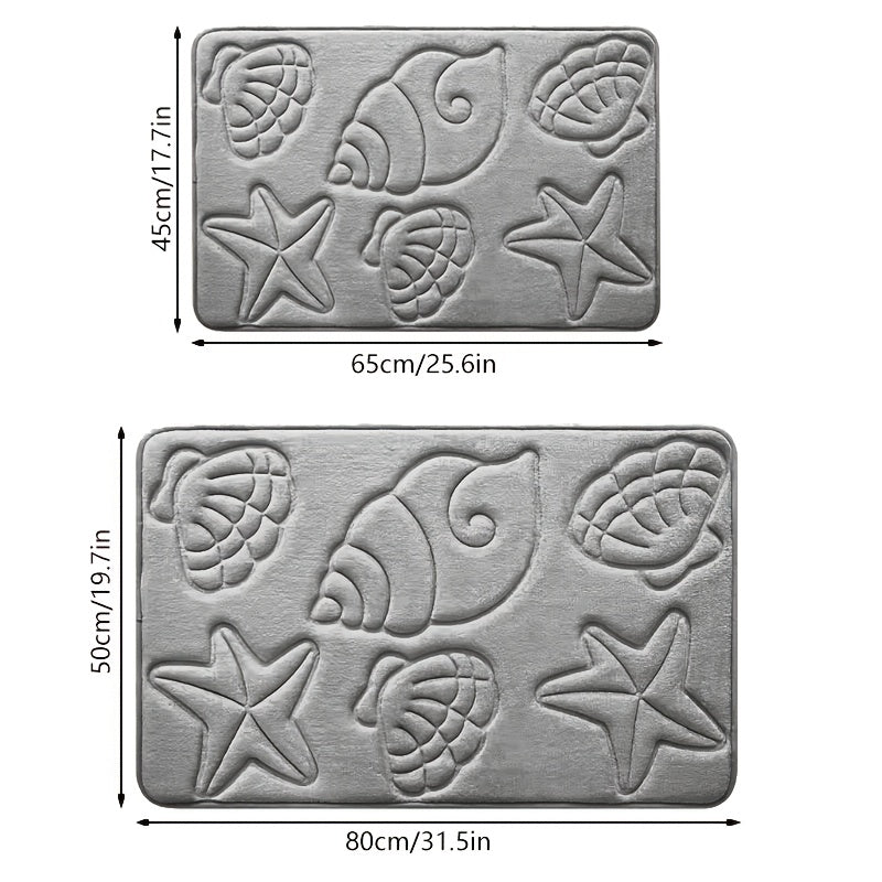 Tapis de salle de bain à relief de coquillages, cinq