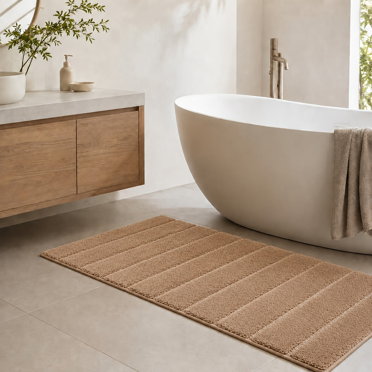 Tapis de salle de bain à relief nervuré