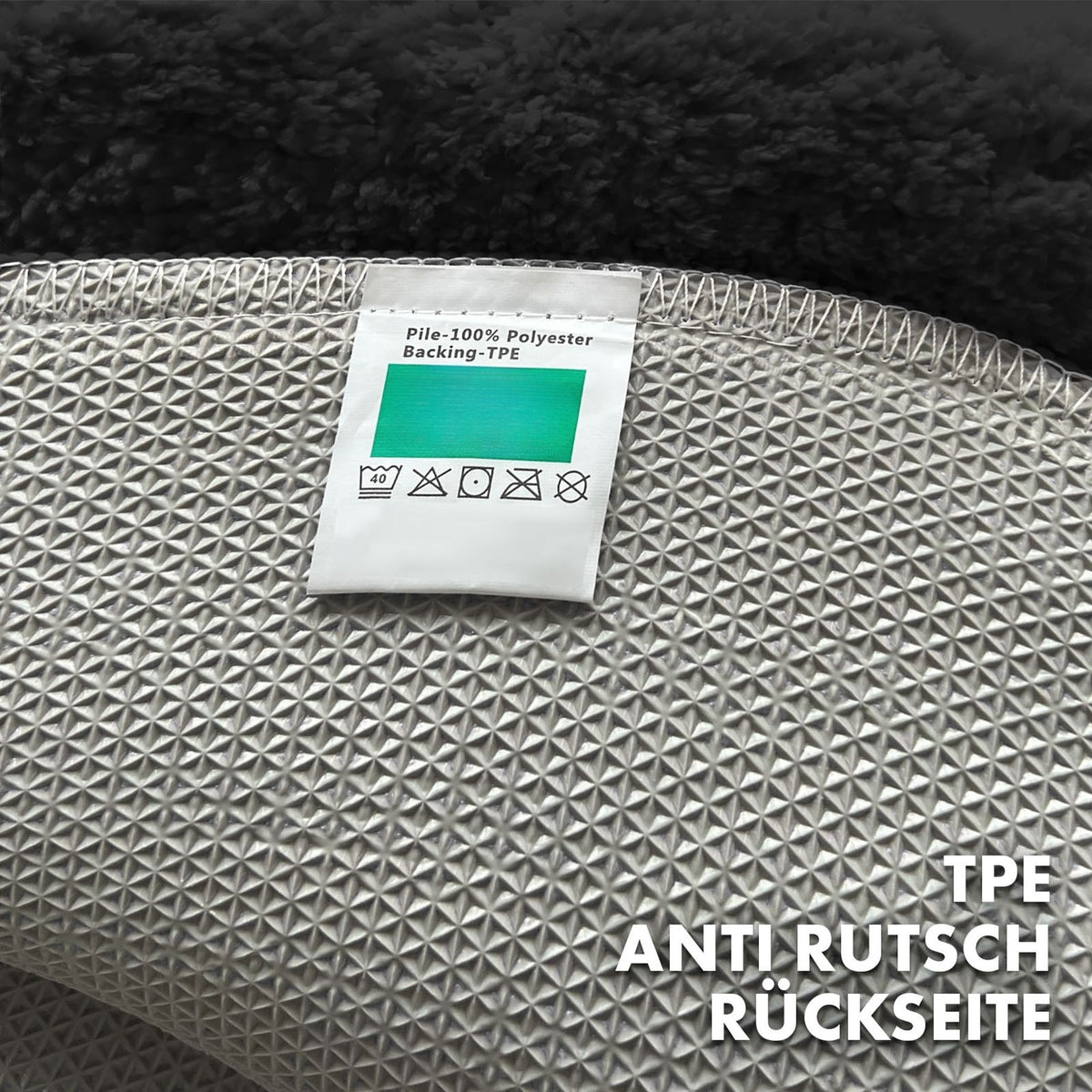 Tapis de salle de bain rond, velours sculpté épais