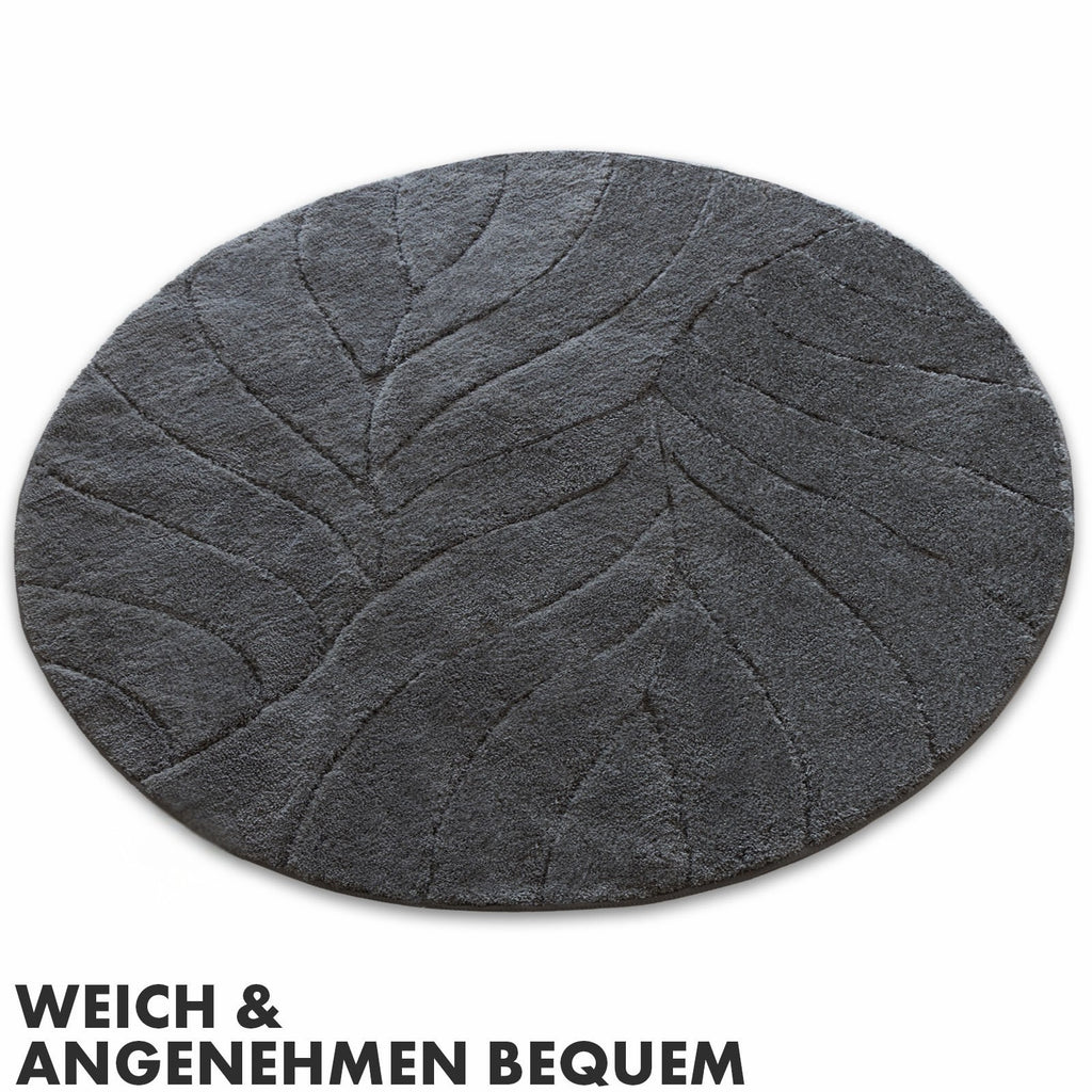 Tapis de salle de bain rond, velours sculpté épais