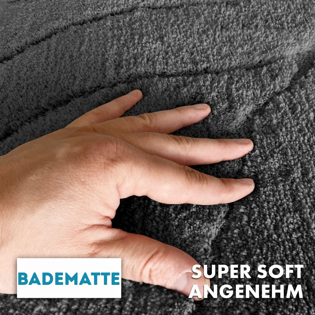 Tapis de salle de bain rond, velours sculpté épais