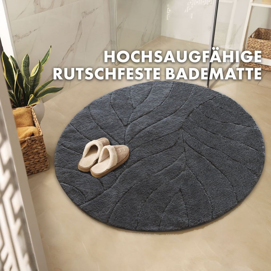 Tapis de salle de bain rond, velours sculpté épais