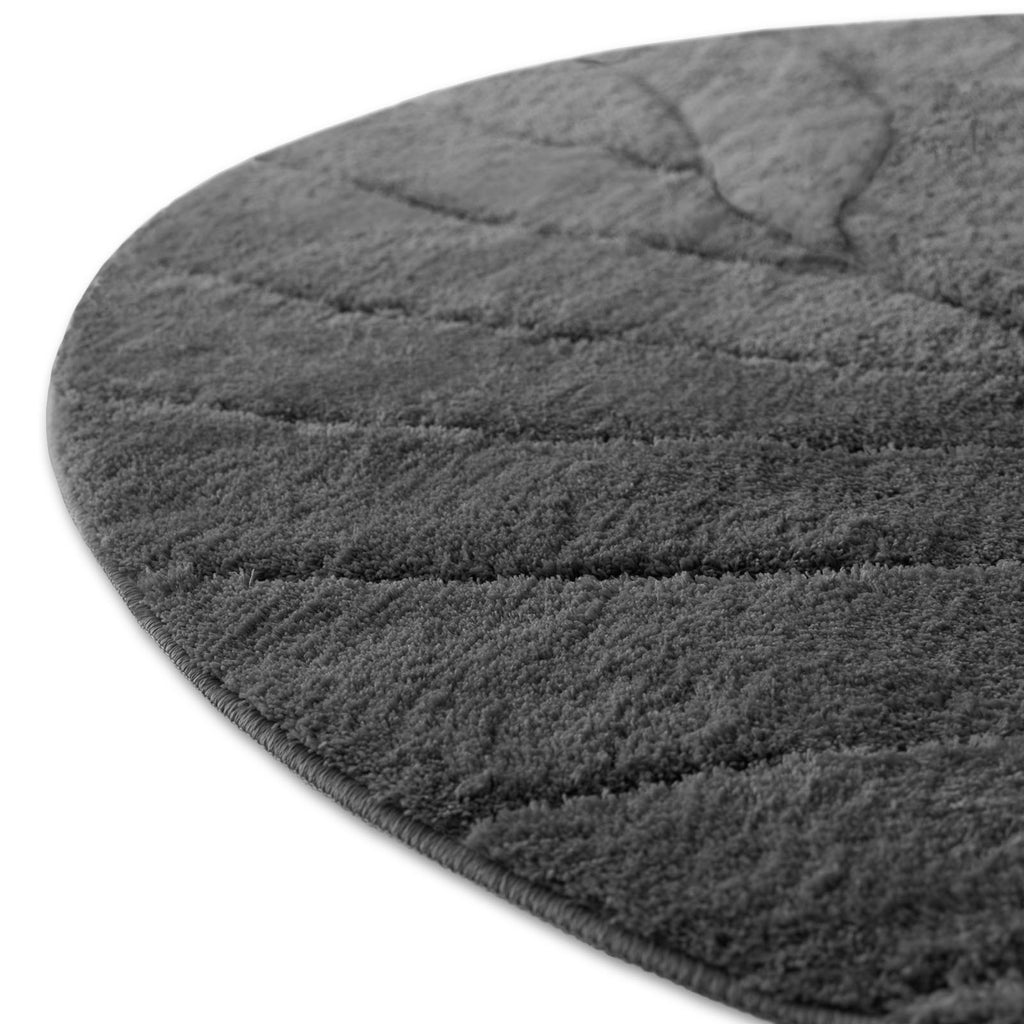Tapis de salle de bain rond, velours sculpté épais