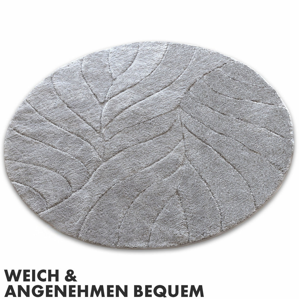 Tapis de salle de bain rond, velours sculpté épais