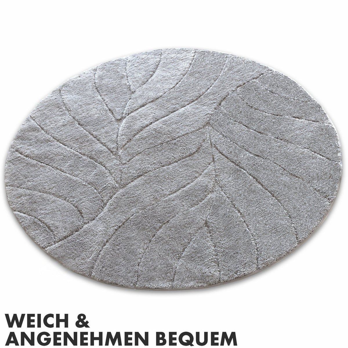 Tapis de salle de bain rond, velours sculpté épais
