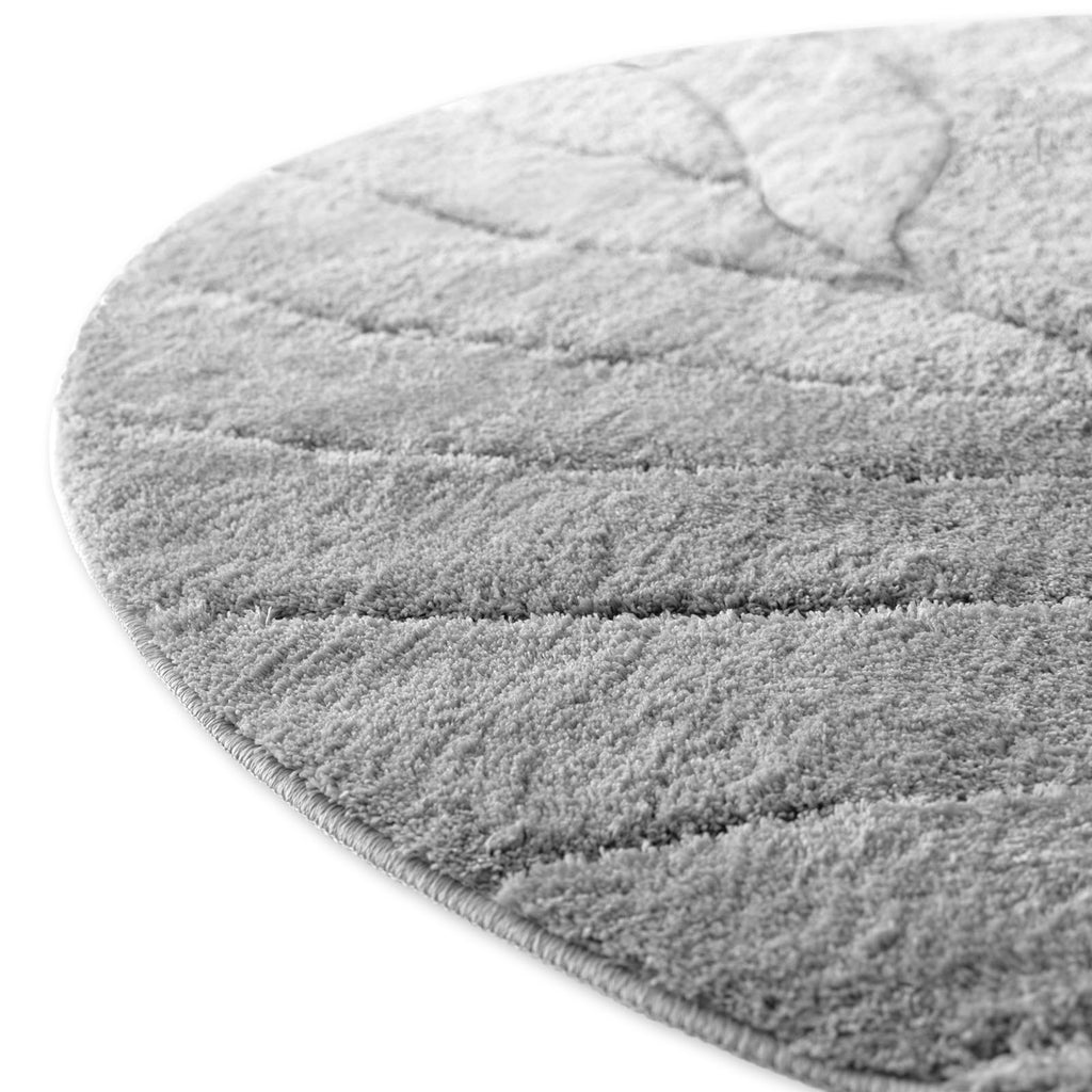 Tapis de salle de bain rond, velours sculpté épais