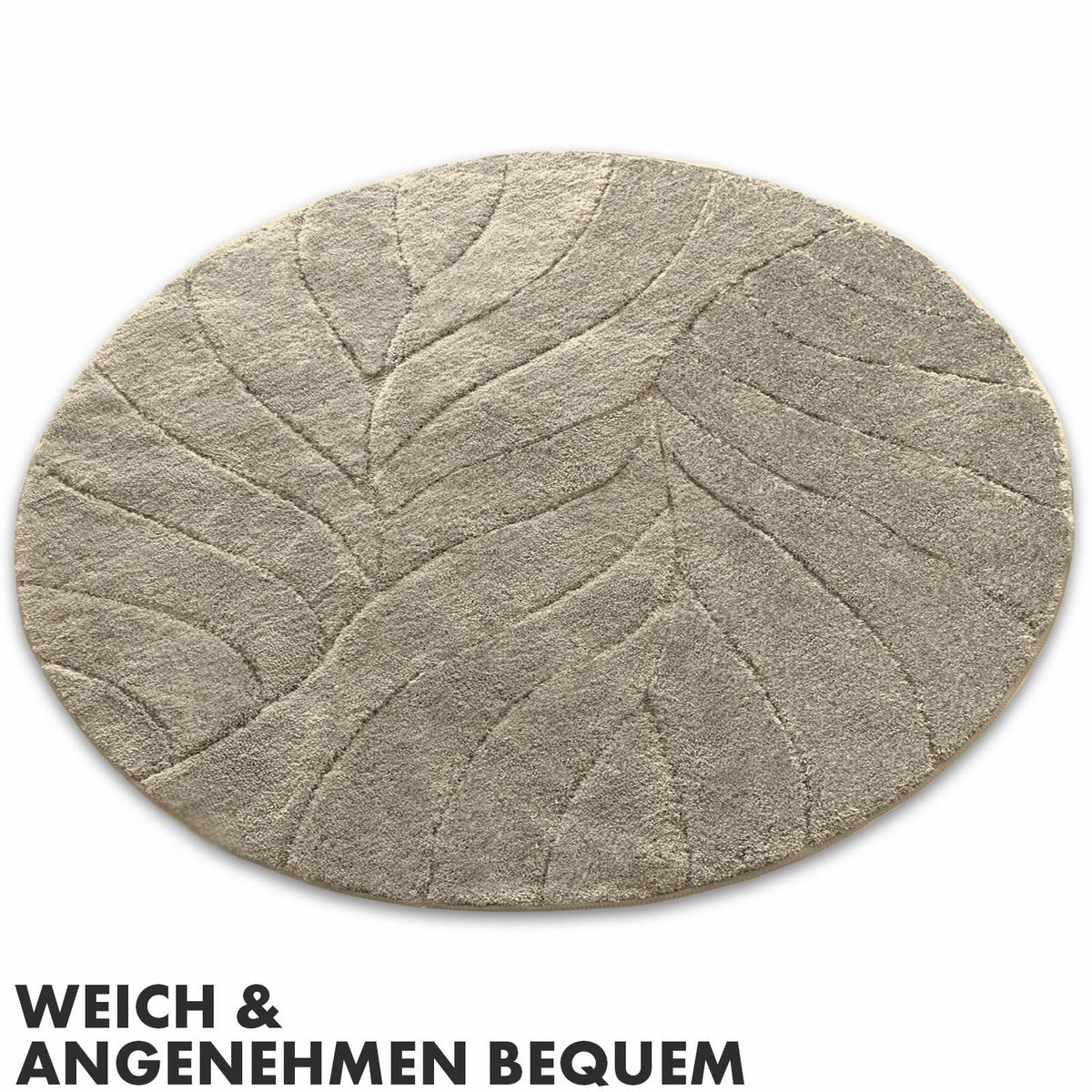 Tapis de salle de bain rond, velours sculpté épais