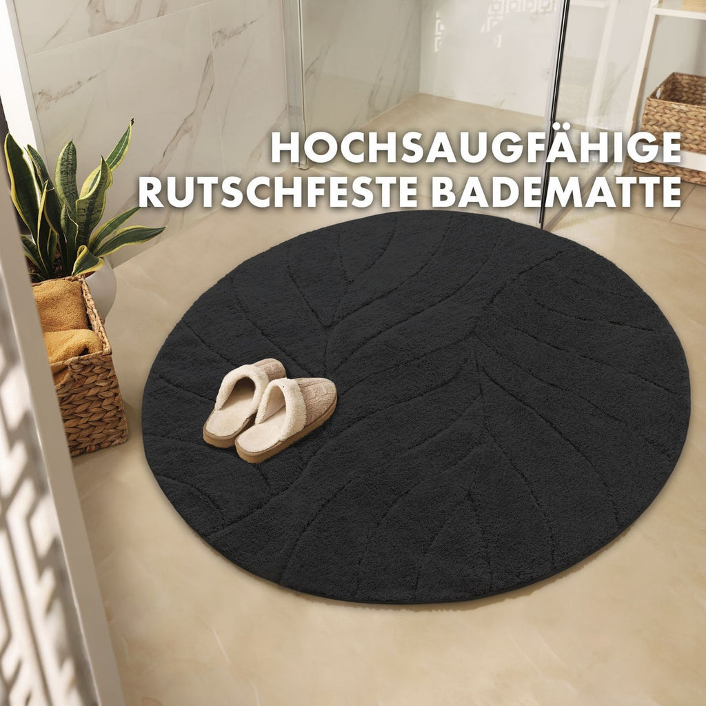 Tapis de salle de bain rond, velours sculpté épais