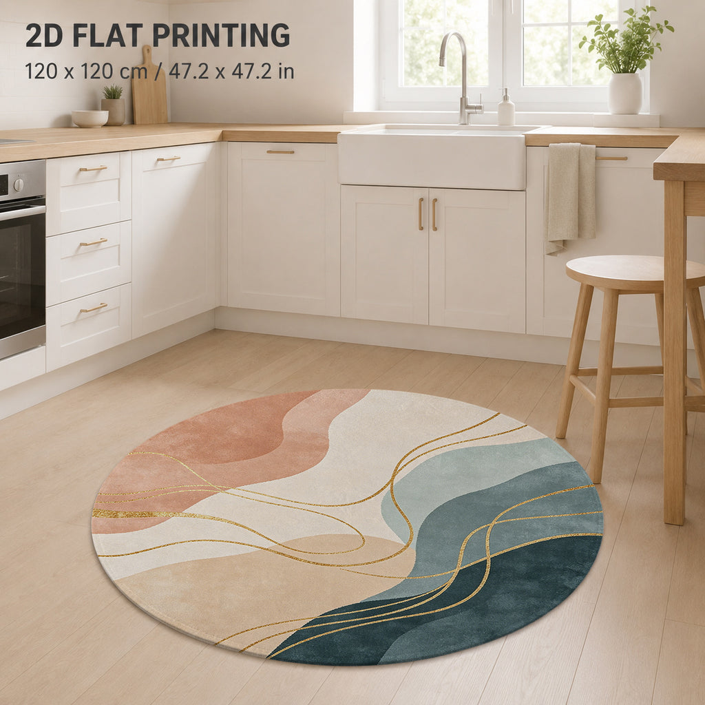 Tapis de salle de bain rond, motif abstrait
