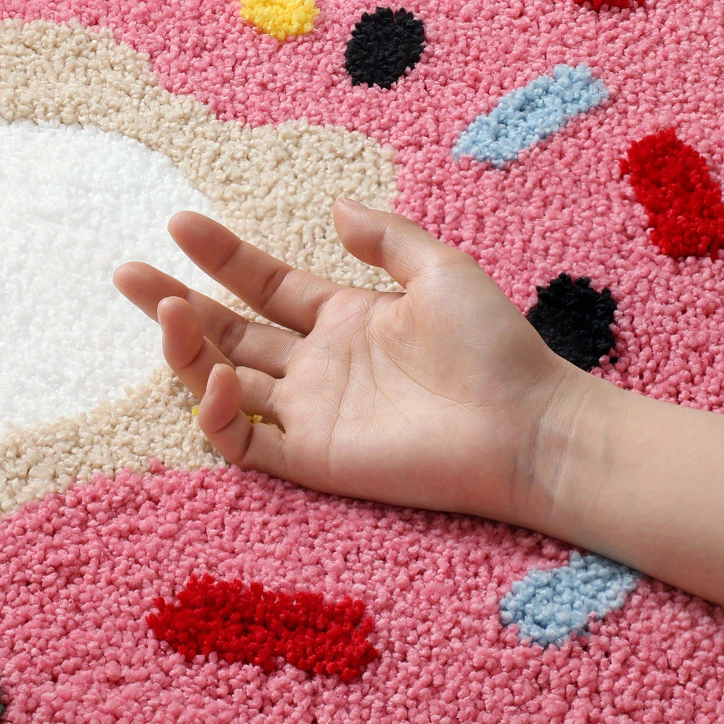 Tapis de salle de bain rond beignet tufté