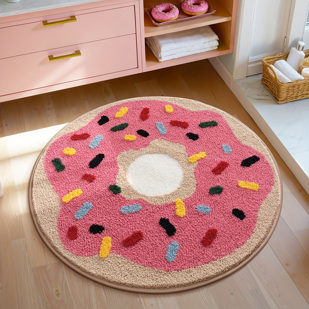 Tapis de salle de bain rond beignet tufté
