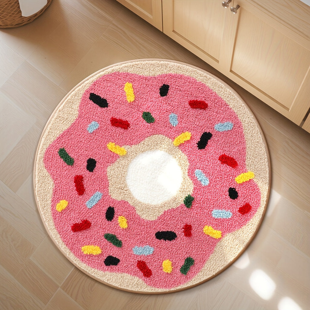 Tapis de salle de bain rond beignet tufté