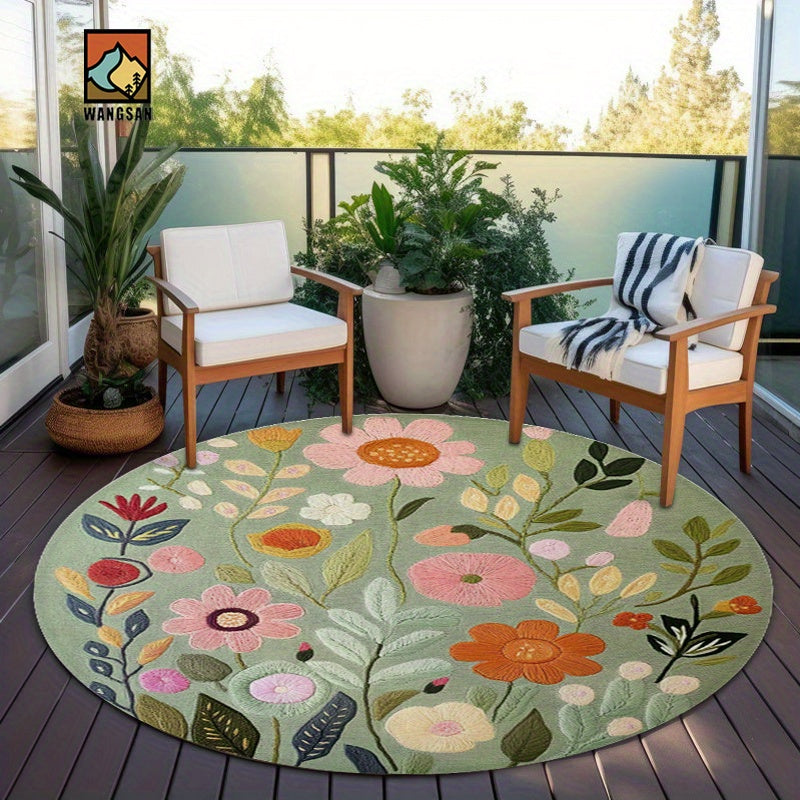 Tapis de salle de bain rond fleuri, 4 diamètres