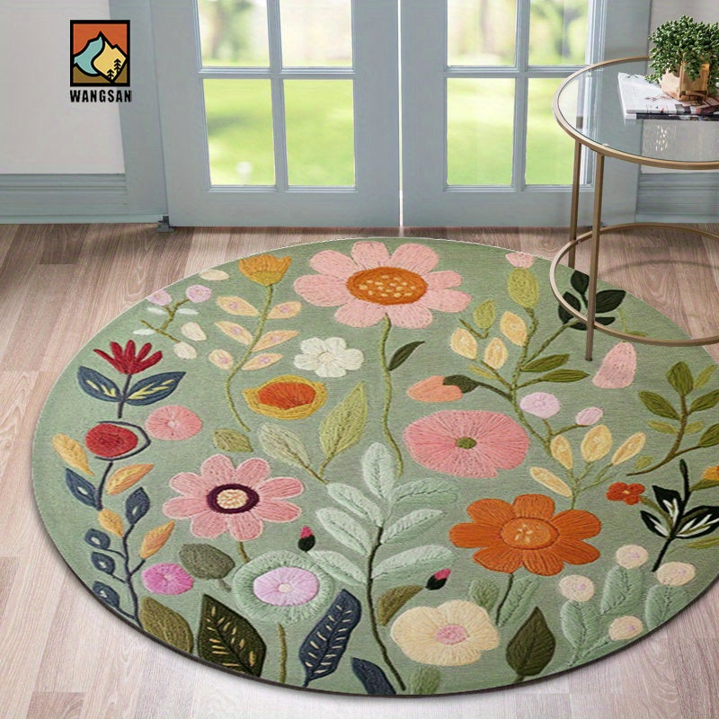 Tapis de salle de bain rond fleuri, 4 diamètres