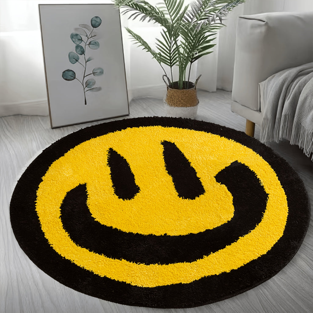 Tapis de salle de bain rond smiley