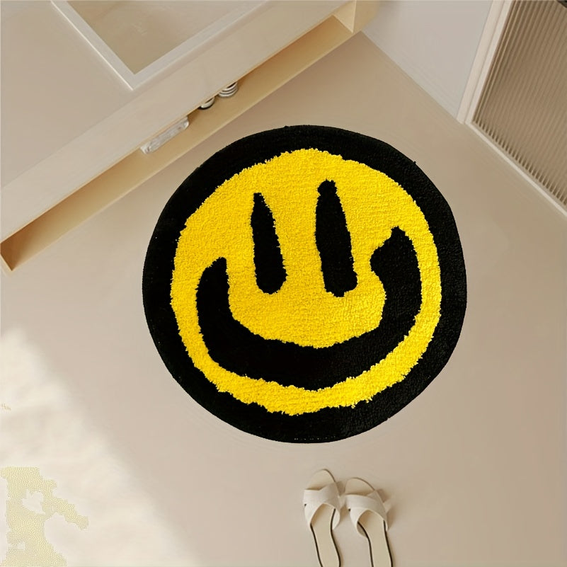 Tapis de salle de bain rond smiley