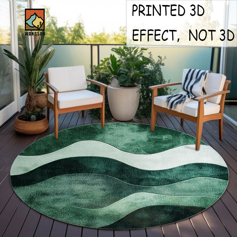 Tapis de salle de bain rond à vagues