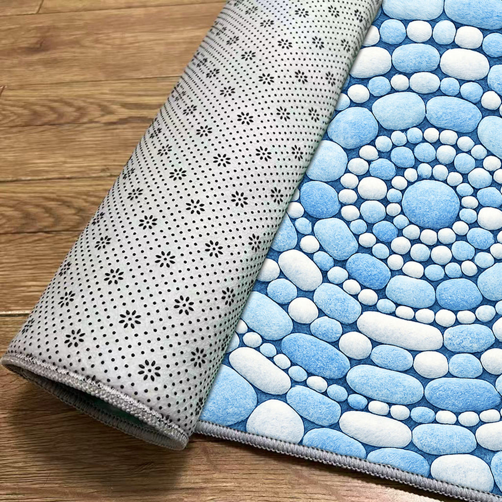 Tapis de salle de bain à rosace de galets