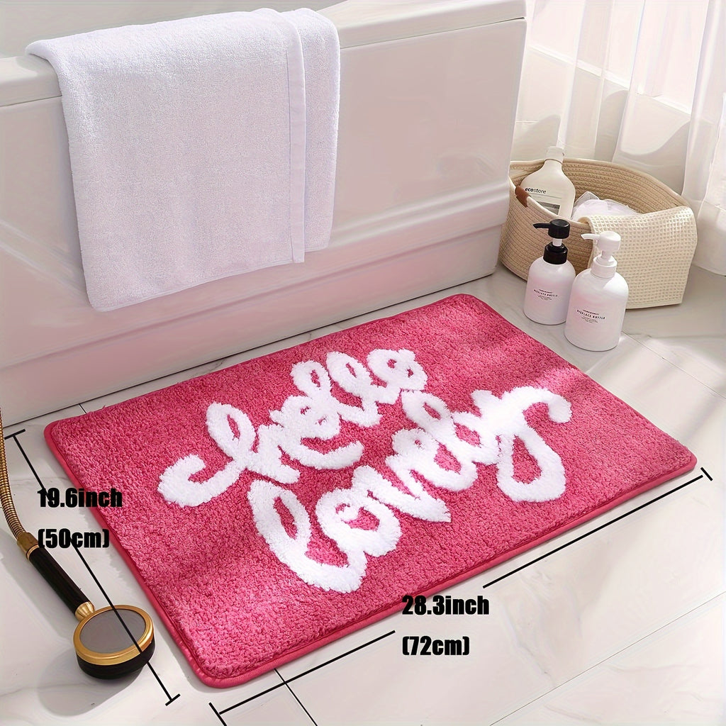 Tapis de salle de bain au lettrage tufté Hello Lovely