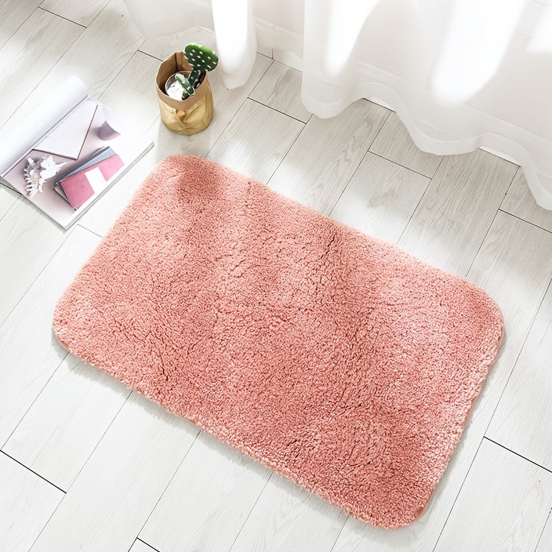 Tapis de salle de bain uni à poils longs