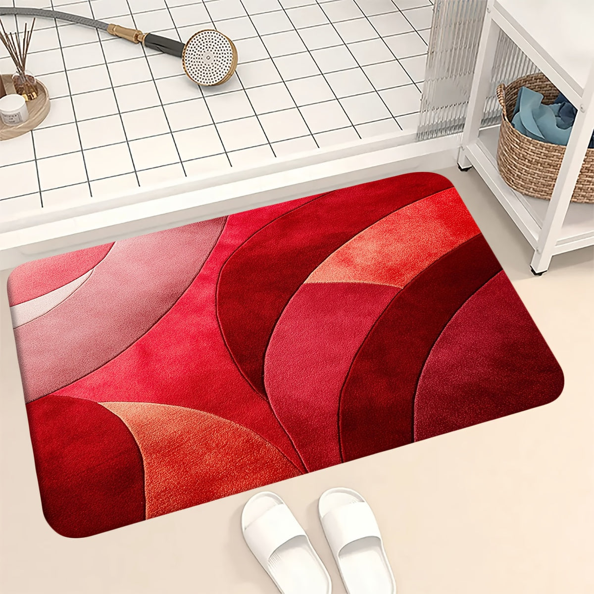 Tapis de salle de bain, motif de courbes abstraites