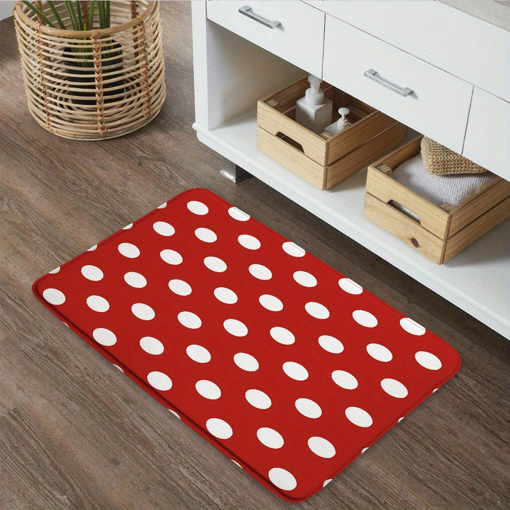 Tapis de salle de bain à pois, style rétro