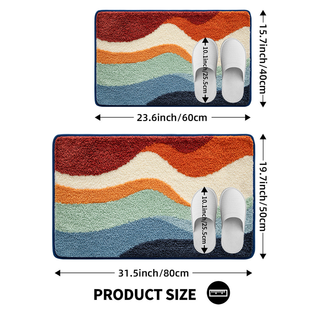 Tapis de salle de bain arc-en- rétro, sept bandes tuftées