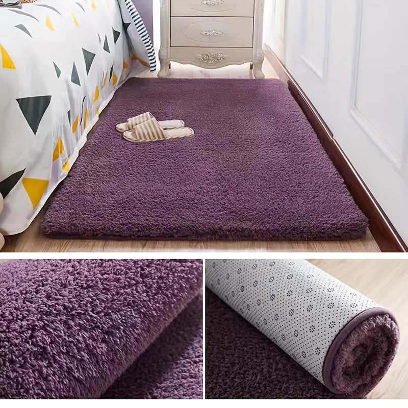 Tapis de salle de bain shaggy à poils longs, neuf teintes