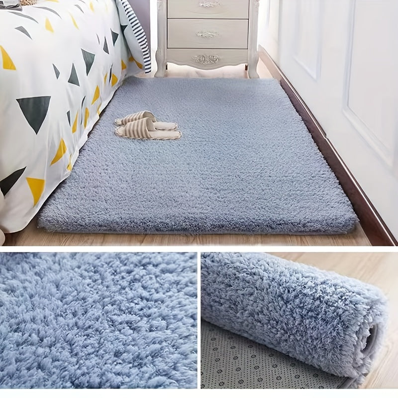 Tapis de salle de bain shaggy à poils longs, neuf teintes