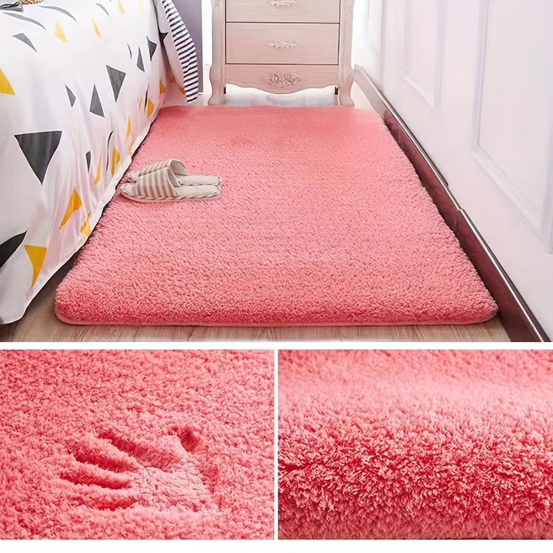 Tapis de salle de bain shaggy à poils longs, neuf teintes