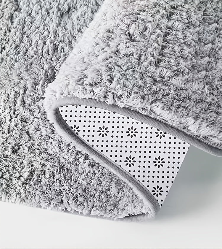 Tapis de salle de bain shaggy, parure de quatre pièces