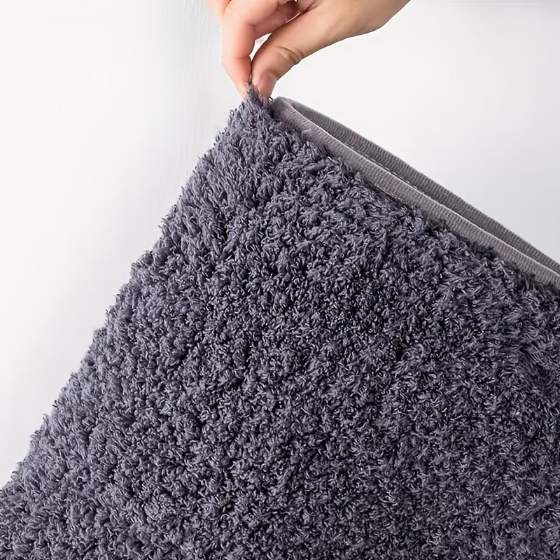 Tapis de salle de bain shaggy, parure de quatre pièces