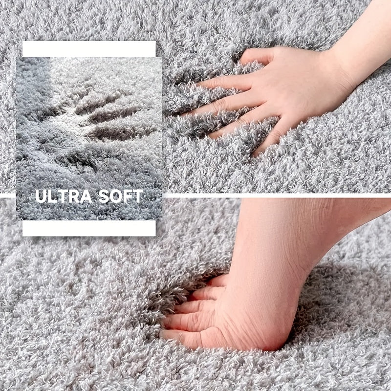 Tapis de salle de bain shaggy, parure de quatre pièces