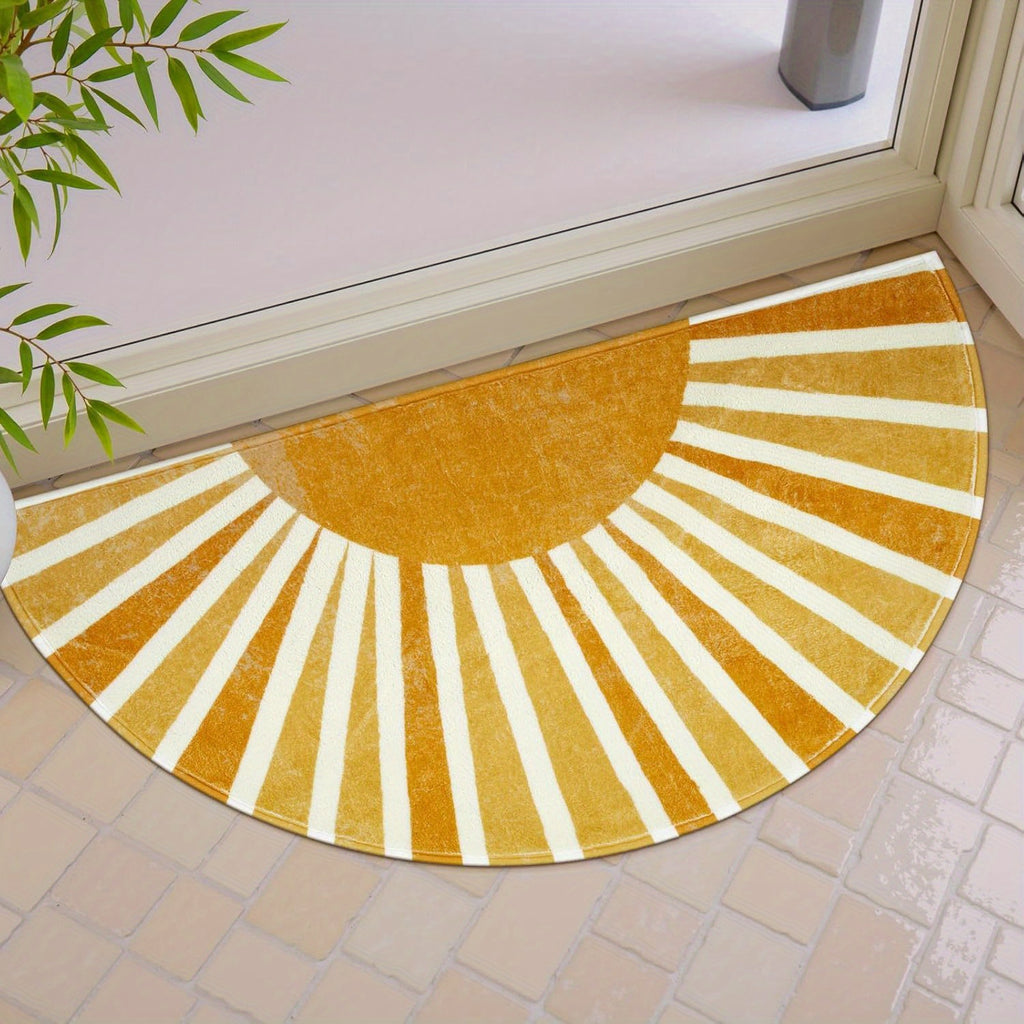 Tapis de salle de bain soleil, demi-lune en velours