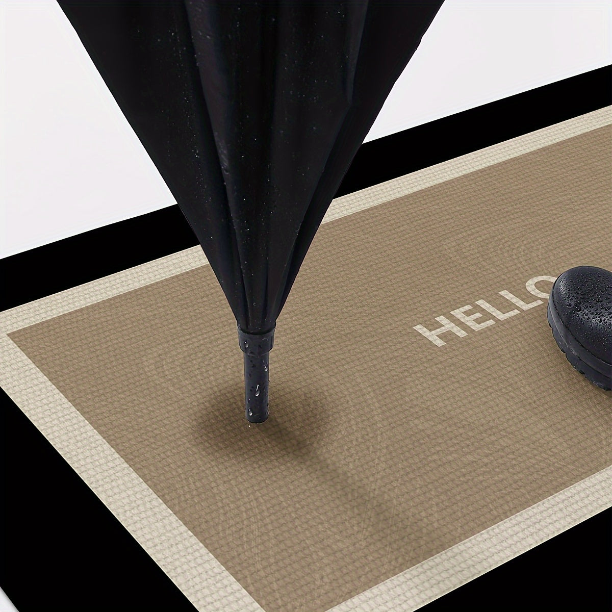 Tapis de salle de bain à cadre, mention Hello