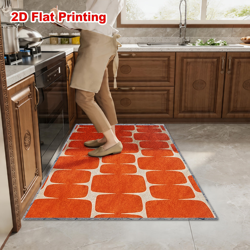 Tapis de salle de bain, damier aux bords arrondis