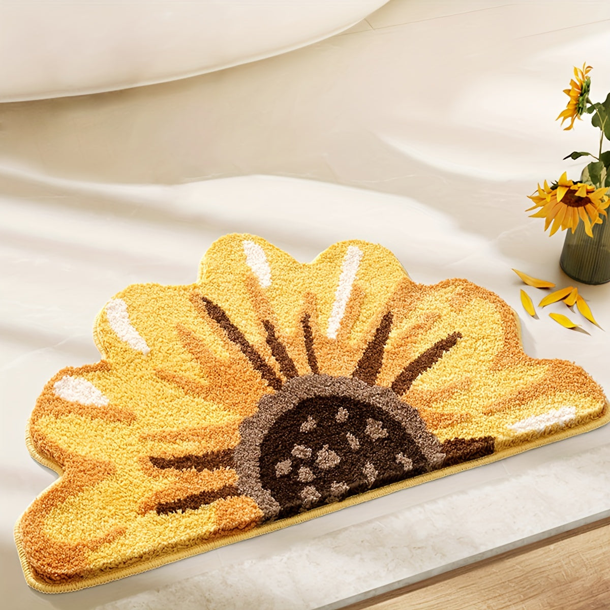 Tapis de salle de bain tournesol tufté, 2 000 g/m² épais