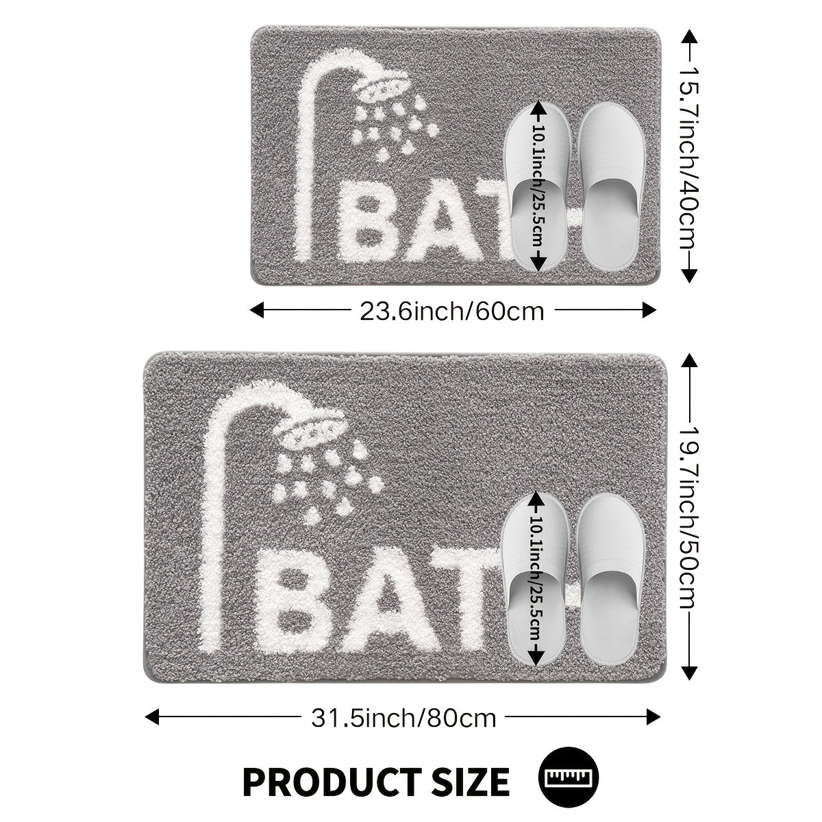 Tapis de salle de bain tufté motif Bath, 1800 g/m²